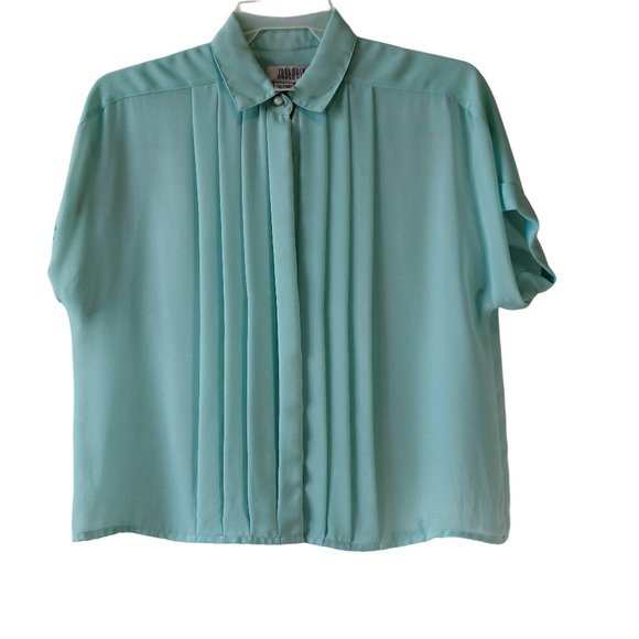 Josephine Tops - Vintage Josephine Size 14 - Mint Green Short Sleeve
